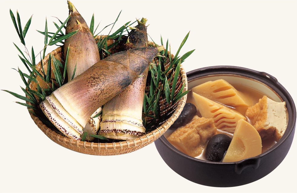 Moso bamboo and moso-jiru : Sake lees and a miso dish
